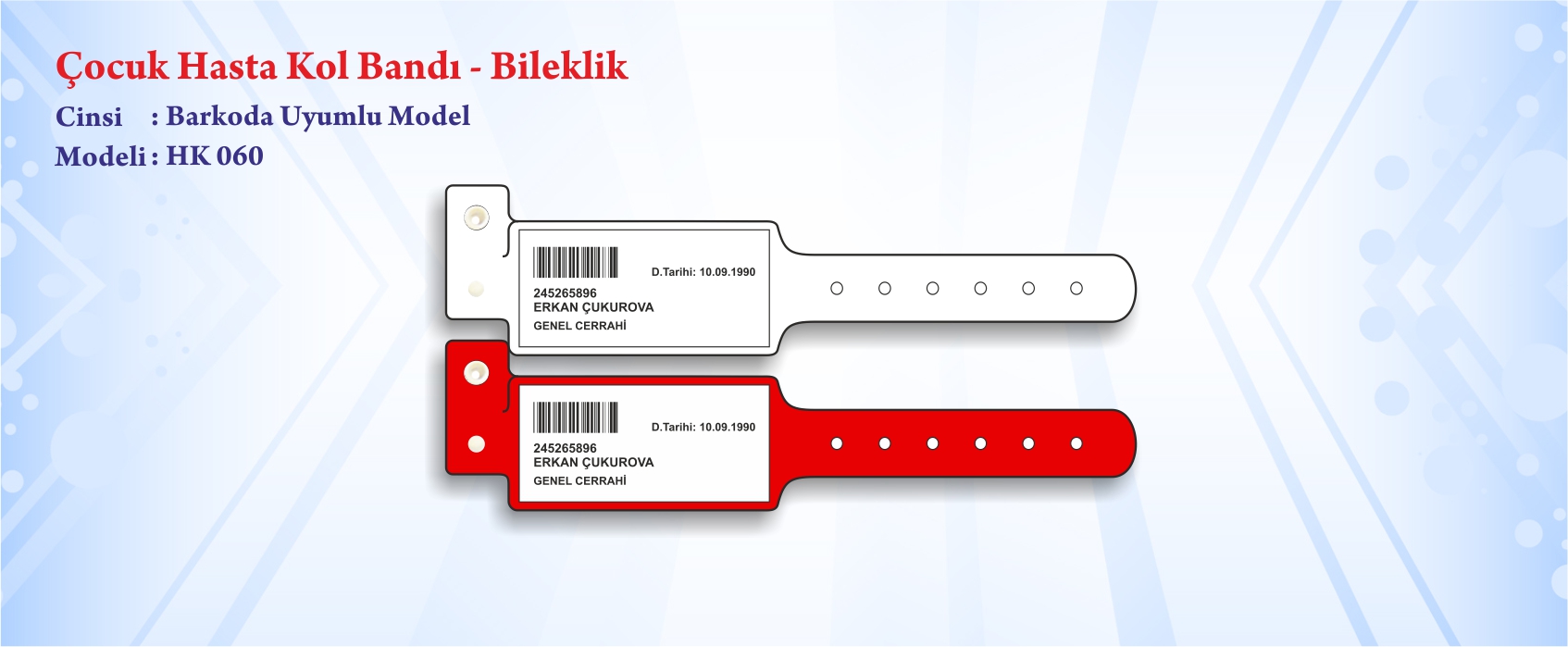 ocuk Hasta Kol Band Bileklik Barkoda Uyumlu Model
